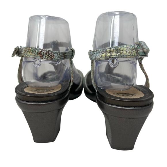 Abeo Biosystem Georgie Snakeskin T-Strap Heeled Comfort Sandals Neutral 9 - Picture 5 of 10